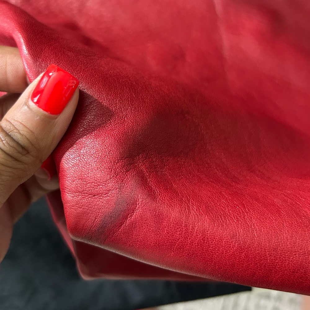 Saint Laurent Lambskin Teddy Drawstring Bag Eros Red - Picture 13 of 16